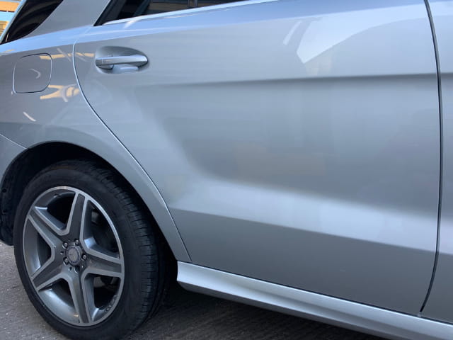 The finished paint result of the Mercedes